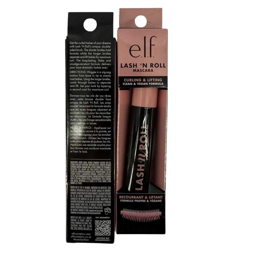 NEW E.L.F. Lash N Roll Mascara 2 Pack Curling and Lifting‎ Black 0.32 oz Vegan
